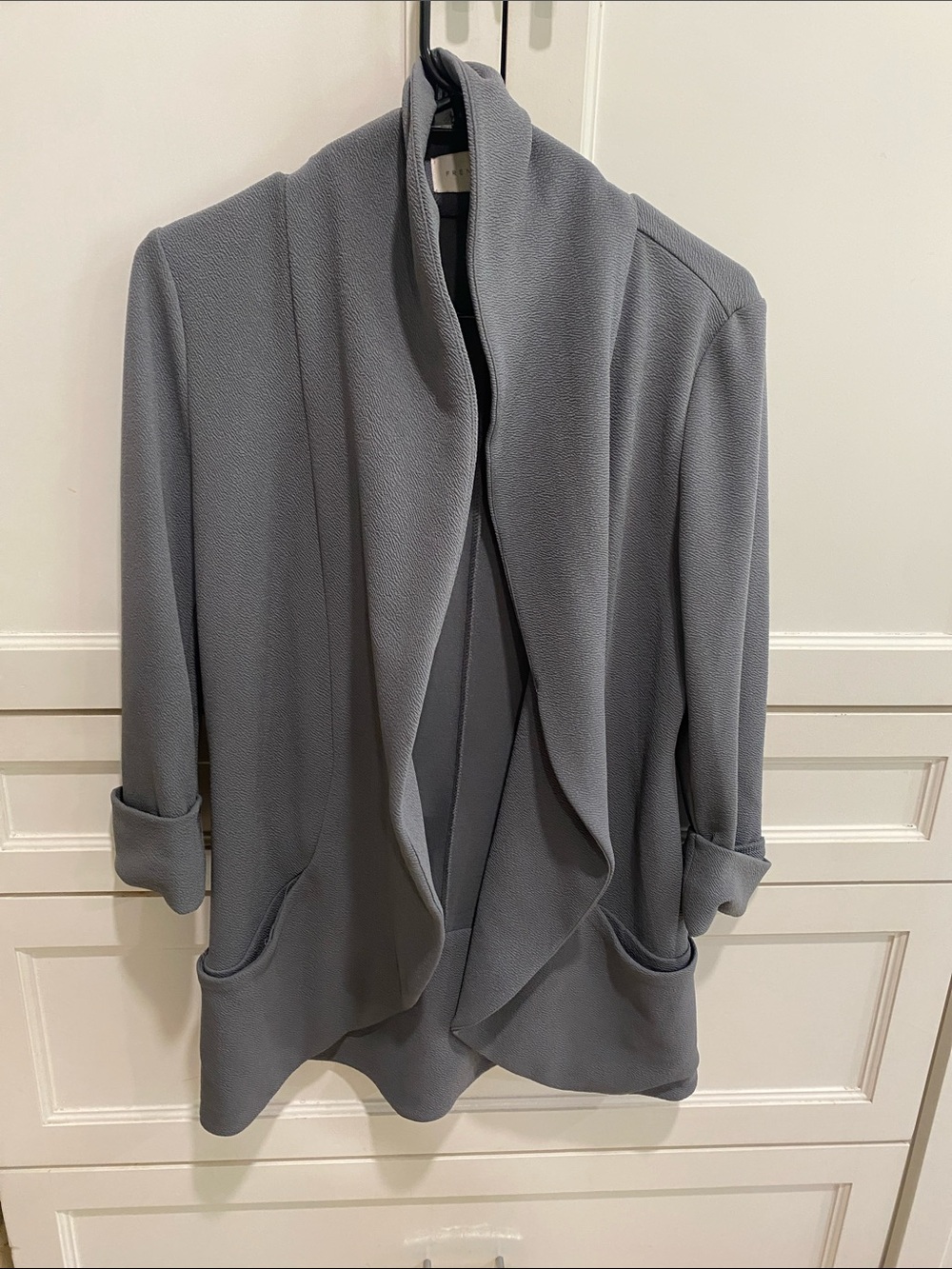 Women's Gray Open-Front Draped Blazer